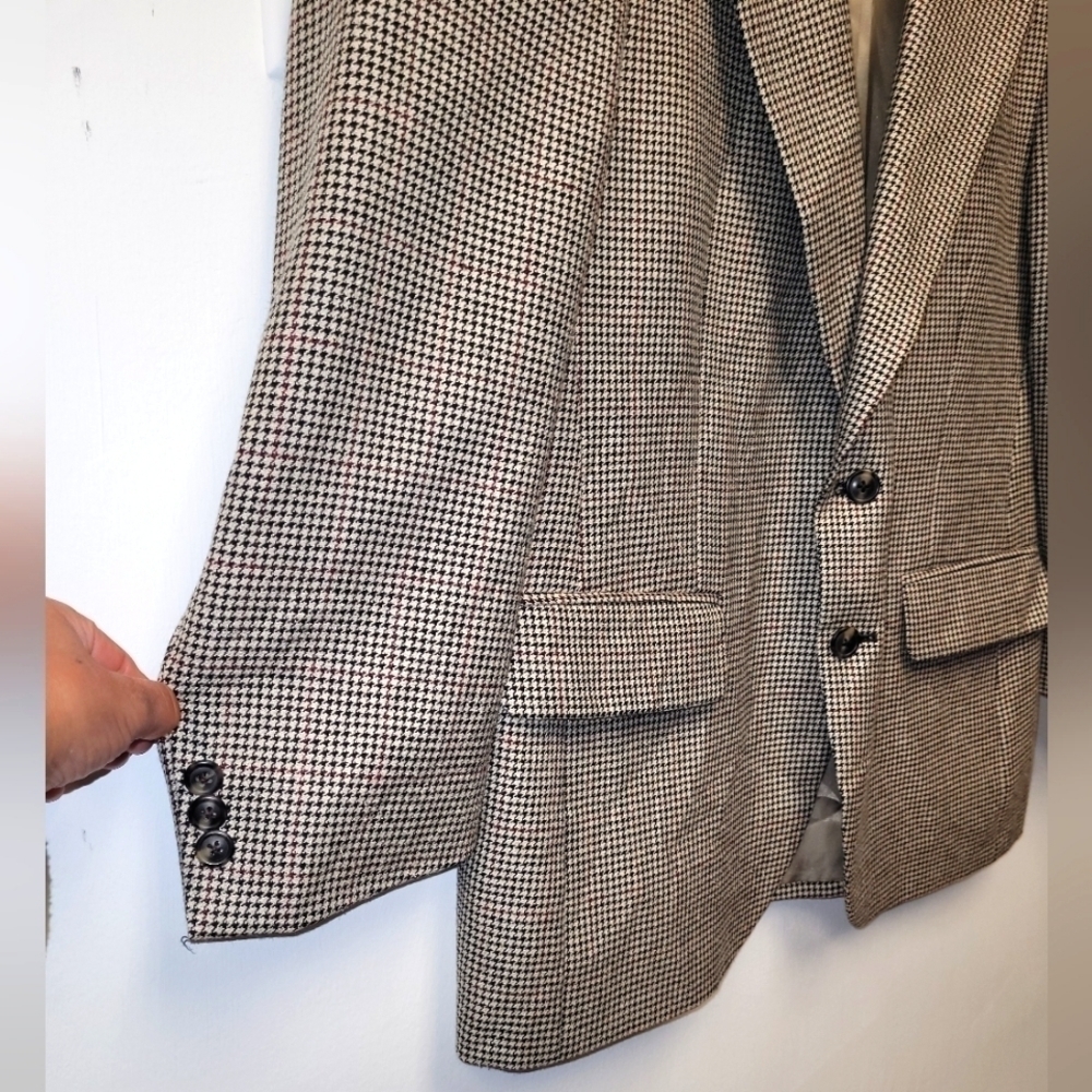 Vintage Burberrys Wool Houndstooth Blazer Saks Fifth Avenue Size Large - Picture 6 of 16